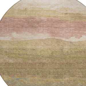 Homeroots 3' Abstract Washable Area Rug - Stylish Blush Mauve & Rust Design For Indoor & Outdoor Spaces Tan Polyester 618156