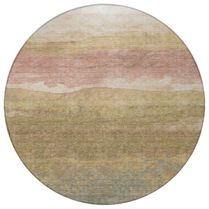 Homeroots 3' Abstract Washable Area Rug - Stylish Blush Mauve & Rust Design For Indoor & Outdoor Spaces Tan Polyester 618156