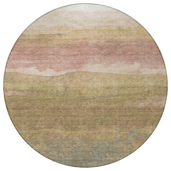 Homeroots 3' Abstract Washable Area Rug - Stylish Blush Mauve & Rust Design For Indoor & Outdoor Spaces Tan Polyester 618156