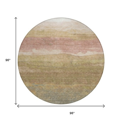 Homeroots 3' Abstract Washable Area Rug - Stylish Blush Mauve & Rust Design For Indoor & Outdoor Spaces Tan Polyester 618156
