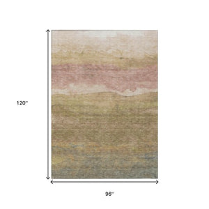 Homeroots 3' Abstract Washable Area Rug - Stylish Blush Mauve & Rust Design For Indoor & Outdoor Spaces Tan Polyester 618157