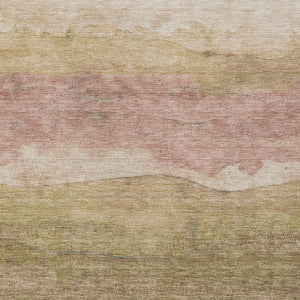 Homeroots 3' Abstract Washable Area Rug - Stylish Blush Mauve & Rust Design For Indoor & Outdoor Spaces Tan Polyester 618157