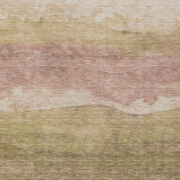 Homeroots 3' Abstract Washable Area Rug - Stylish Blush Mauve & Rust Design For Indoor & Outdoor Spaces Tan Polyester 618157