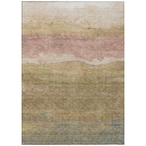 HomeRoots 5' Tan and Beige Abstract Area Rug – Stylish Washable Design for Indoor and Outdoor Versatility 9' X 12' 618158