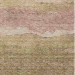 Homeroots 3' Abstract Washable Area Rug - Stylish Blush Mauve & Rust Design For Indoor & Outdoor Spaces Tan Polyester 618158