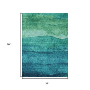 Homeroots 3' Abstract Washable Area Rug - Stylish Blush Mauve & Rust Design For Indoor & Outdoor Spaces Teal Polyester 618160