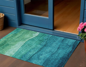 Homeroots 3' Abstract Washable Area Rug - Stylish Blush Mauve & Rust Design For Indoor & Outdoor Spaces Teal Polyester 618160