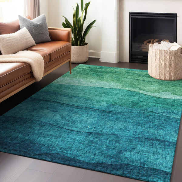 Homeroots 3' Abstract Washable Area Rug - Stylish Blush Mauve & Rust Design For Indoor & Outdoor Spaces Teal Polyester 618161