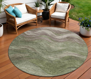 Homeroots 3' Abstract Washable Indoor Outdoor Area Rug - Stylish, Durable, Stain-resistant For Any Space! Green Polyester 618168