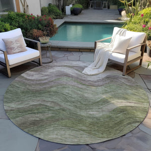 Homeroots 3' Abstract Washable Indoor Outdoor Area Rug - Stylish, Durable, Stain-resistant For Any Space! Green Polyester 618168