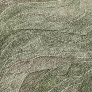 Homeroots 3' Abstract Washable Indoor Outdoor Area Rug - Stylish, Durable, Stain-resistant For Any Space! Green Polyester 618168