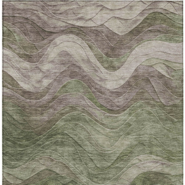 Homeroots 3' Abstract Washable Indoor Outdoor Area Rug - Stylish, Durable, Stain-resistant For Any Space! Green Polyester 618169