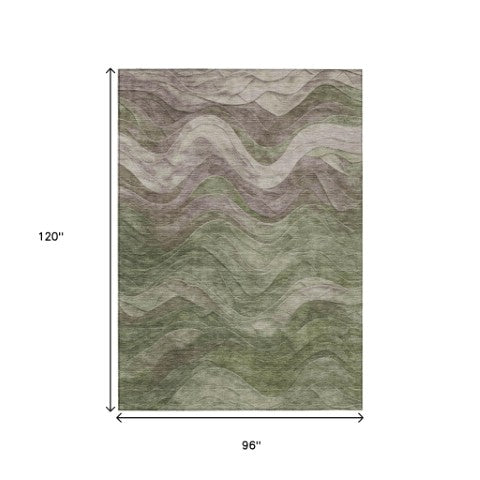 Homeroots 3' Abstract Washable Indoor Outdoor Area Rug - Stylish, Durable, Stain-resistant For Any Space! Green Polyester 618169