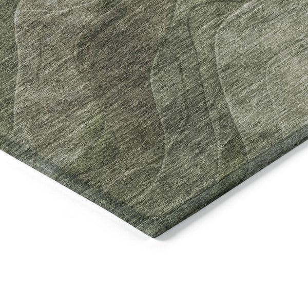 Homeroots 3' Abstract Washable Indoor Outdoor Area Rug - Stylish, Durable, Stain-resistant For Any Space! Green Polyester 618169