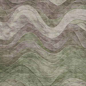 Homeroots 3' Abstract Washable Indoor Outdoor Area Rug - Stylish, Durable, Stain-resistant For Any Space! Green Polyester 618169