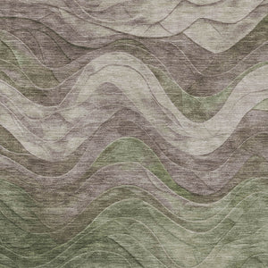 Homeroots 3' Abstract Washable Indoor Outdoor Area Rug - Stylish, Durable, Stain-resistant For Any Space! Green Polyester 618171