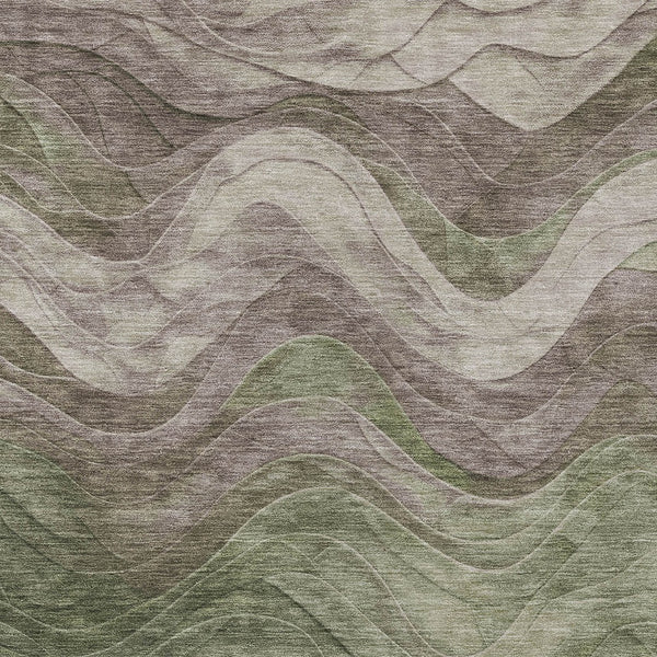 Homeroots 3' Abstract Washable Indoor Outdoor Area Rug - Stylish, Durable, Stain-resistant For Any Space! Green Polyester 618171