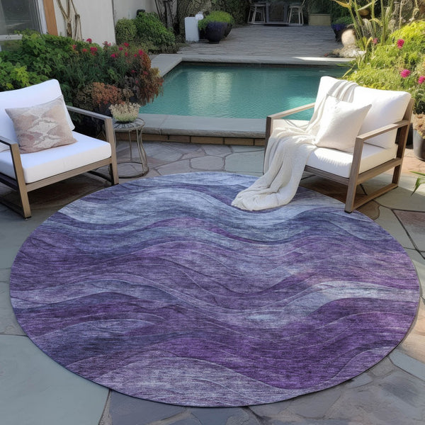 Homeroots 3' Abstract Washable Indoor Outdoor Area Rug - Stylish, Durable, Stain-resistant For Any Space! Purple Polyester 618174
