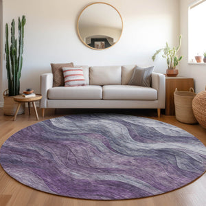 Homeroots 3' Abstract Washable Indoor Outdoor Area Rug - Stylish, Durable, Stain-resistant For Any Space! Purple Polyester 618174