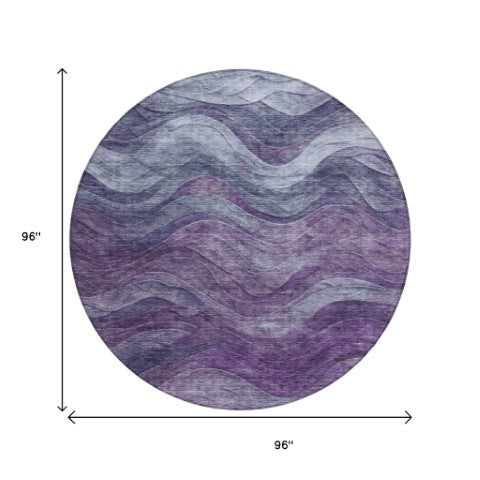 Homeroots 3' Abstract Washable Indoor Outdoor Area Rug - Stylish, Durable, Stain-resistant For Any Space! Purple Polyester 618174