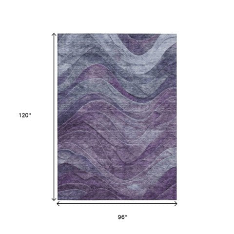 Homeroots 3' Abstract Washable Indoor Outdoor Area Rug - Stylish, Durable, Stain-resistant For Any Space! Purple Polyester 618175