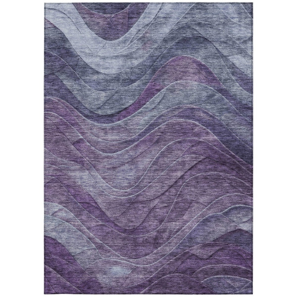 HomeRoots 5' Purple and Gray Abstract Area Rug - Washable, Indoor/Outdoor, Durable, Modern Design for Any Space 9' X 12' 618176