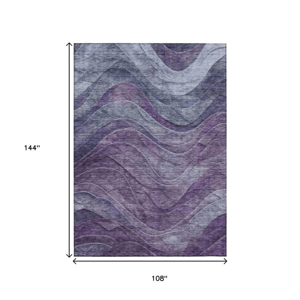 HomeRoots 5' Purple and Gray Abstract Area Rug - Washable, Indoor/Outdoor, Durable, Modern Design for Any Space 9' X 12' 618176