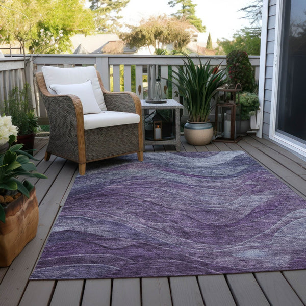 HomeRoots 5' Purple and Gray Abstract Area Rug - Washable, Indoor/Outdoor, Durable, Modern Design for Any Space 9' X 12' 618176