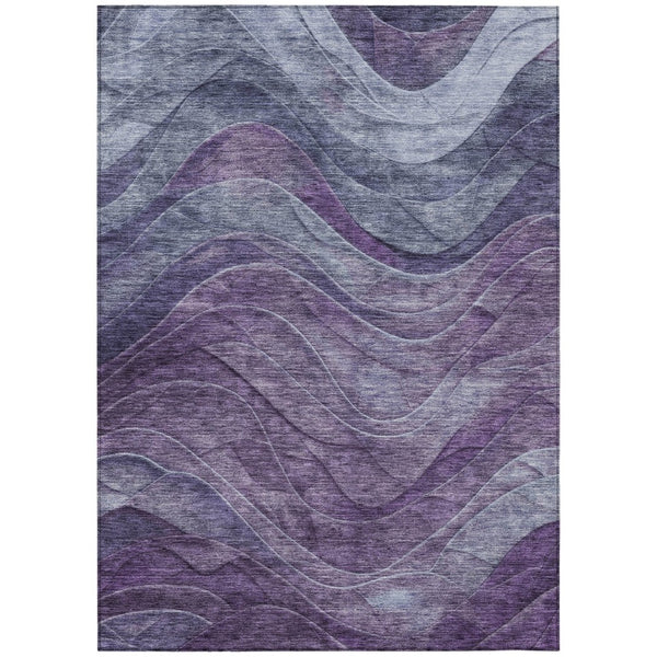 HomeRoots 5' Purple and Gray Abstract Area Rug - Washable, Indoor/Outdoor, Durable, Modern Design for Any Space 9' X 12' 618176
