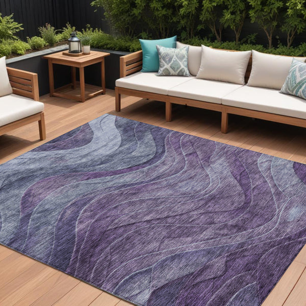 Homeroots 3' Abstract Washable Indoor Outdoor Area Rug - Stylish, Durable, Stain-resistant For Any Space! Purple Polyester 618177