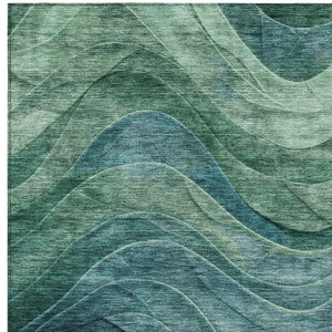 Homeroots 3' Abstract Washable Indoor Outdoor Area Rug - Stylish, Durable, Stain-resistant For Any Space! Teal Polyester 618178