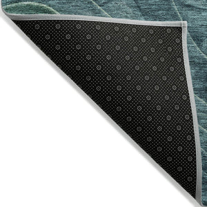 HomeRoots 5' Vibrant Teal Blue and Green Abstract Indoor-Outdoor Area Rug for Stylish, Low-Maintenance Living 5' X 8' 618179