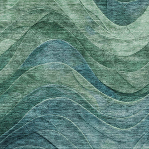 HomeRoots 5' Vibrant Teal Blue and Green Abstract Indoor-Outdoor Area Rug for Stylish, Low-Maintenance Living 5' X 8' 618179