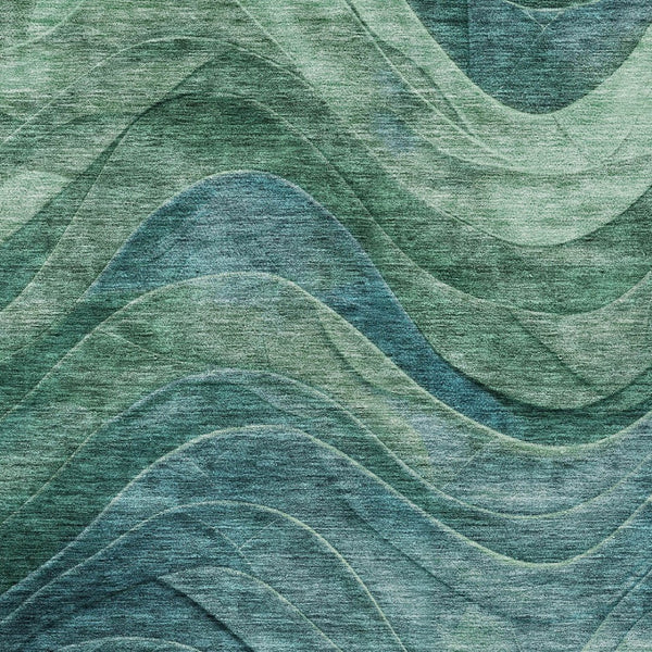 HomeRoots 5' Vibrant Teal Blue and Green Abstract Indoor-Outdoor Area Rug for Stylish, Low-Maintenance Living 5' X 8' 618179