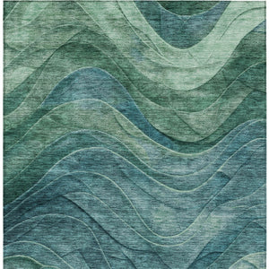 Homeroots 3' Abstract Washable Indoor Outdoor Area Rug - Stylish, Durable, Stain-resistant For Any Space! Teal Polyester 618181