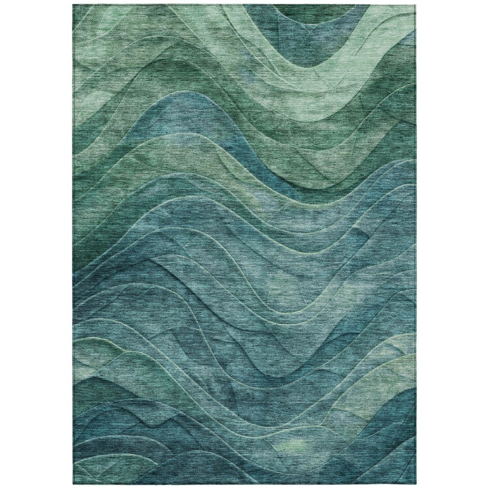 HomeRoots 5' Vibrant Teal Blue and Green Abstract Indoor-Outdoor Area Rug for Stylish, Low-Maintenance Living 8' X 10' 618181