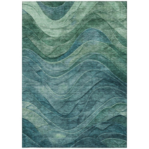 Homeroots 3' Abstract Washable Indoor Outdoor Area Rug - Stylish, Durable, Stain-resistant For Any Space! Teal Polyester 618183