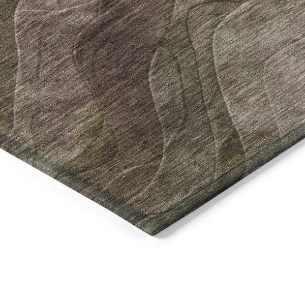 Homeroots 3' Abstract Washable Indoor Outdoor Area Rug - Stylish, Durable, Stain-resistant For Any Space! Taupe Polyester 618184