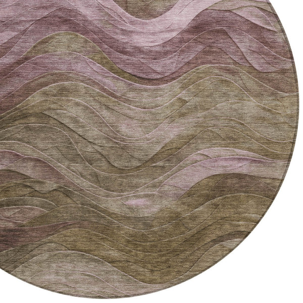 Homeroots 3' Abstract Washable Indoor Outdoor Area Rug - Stylish, Durable, Stain-resistant For Any Space! Taupe Polyester 618186