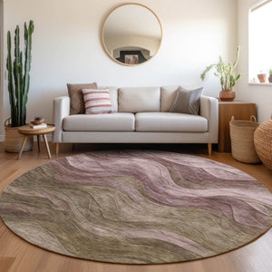 Homeroots 3' Abstract Washable Indoor Outdoor Area Rug - Stylish, Durable, Stain-resistant For Any Space! Taupe Polyester 618186