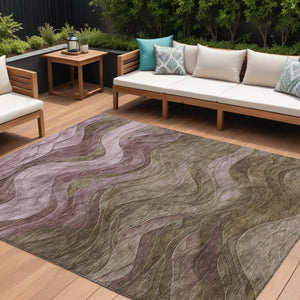 Homeroots 3' Abstract Washable Indoor Outdoor Area Rug - Stylish, Durable, Stain-resistant For Any Space! Taupe Polyester 618187