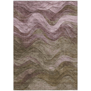 HomeRoots 5' Taupe and Beige Abstract Area Rug - Durable, Washable Design for Indoor and Outdoor Spaces 8' X 10' 618187