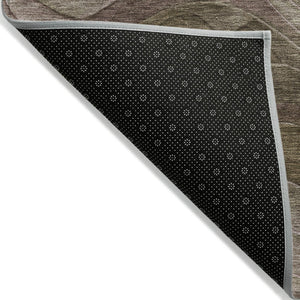 HomeRoots 5' Taupe and Beige Abstract Area Rug - Durable, Washable Design for Indoor and Outdoor Spaces 10' X 14' 618189