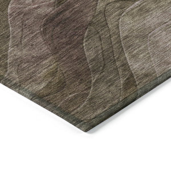 HomeRoots 5' Taupe and Beige Abstract Area Rug - Durable, Washable Design for Indoor and Outdoor Spaces 10' X 14' 618189