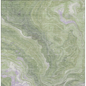 Homeroots 3' Indoor Outdoor Abstract Artichoke Green And Ivory Washable Area Rug For Stylish Spaces Aloe Polyester 618190