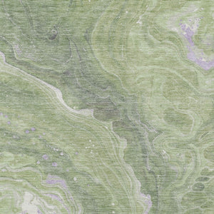 Homeroots 3' Indoor Outdoor Abstract Artichoke Green And Ivory Washable Area Rug For Stylish Spaces Aloe Polyester 618191