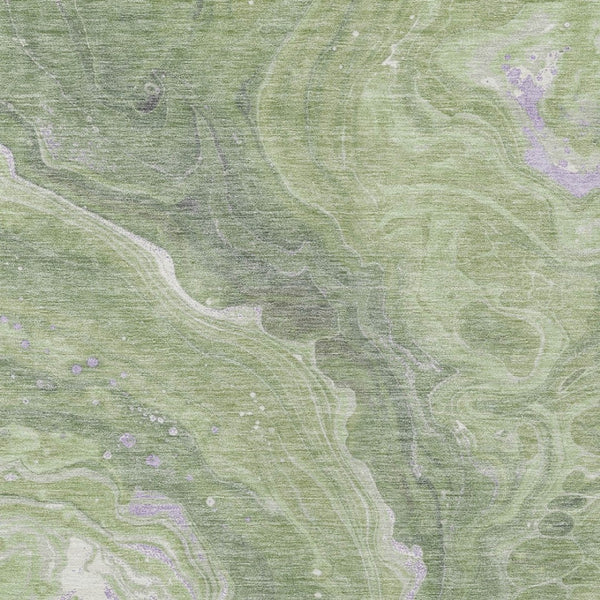 Homeroots 3' Indoor Outdoor Abstract Artichoke Green And Ivory Washable Area Rug For Stylish Spaces Aloe Polyester 618191