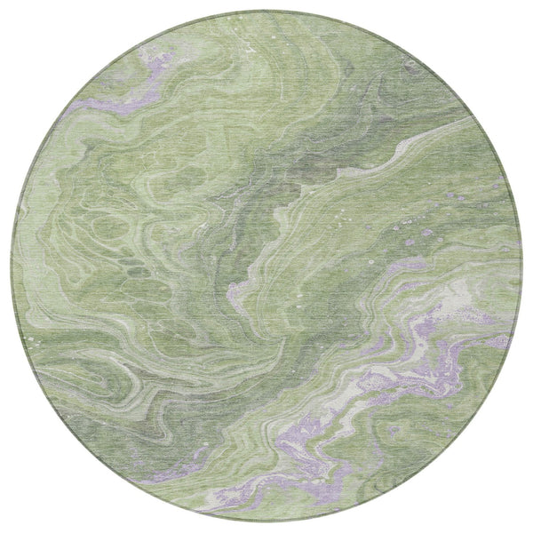 Homeroots 3' Indoor Outdoor Abstract Artichoke Green And Ivory Washable Area Rug For Stylish Spaces Aloe Polyester 618192