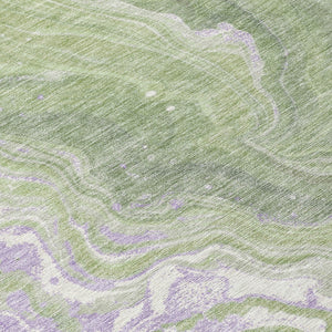 Homeroots 3' Indoor Outdoor Abstract Artichoke Green And Ivory Washable Area Rug For Stylish Spaces Aloe Polyester 618192