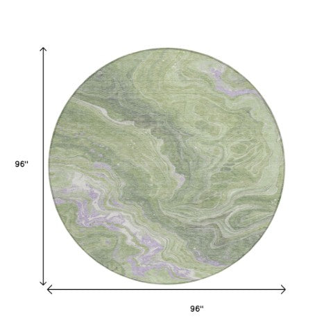 Homeroots 3' Indoor Outdoor Abstract Artichoke Green And Ivory Washable Area Rug For Stylish Spaces Aloe Polyester 618192